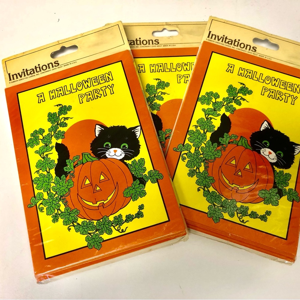 VTG Gibson Greeting Cards Halloween Party Invitations Sealed 3 Packages